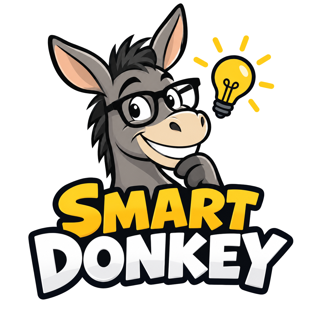 The Smart Donkey mascot with a lightbulb